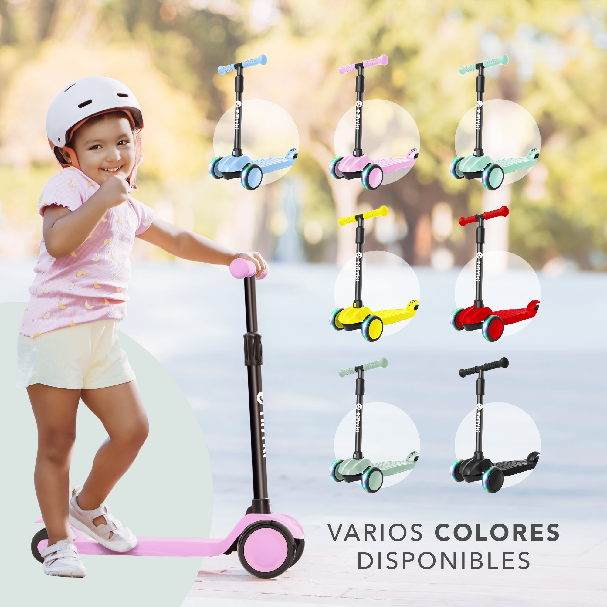 Patinete Niño 2 Años a 6 - Patinete niña Altura Ajustable con Ruedas Luces LED - Patinete 3 Ruedas Scooter Niño - Patinete Infantil para Niños y Niñas - Negro