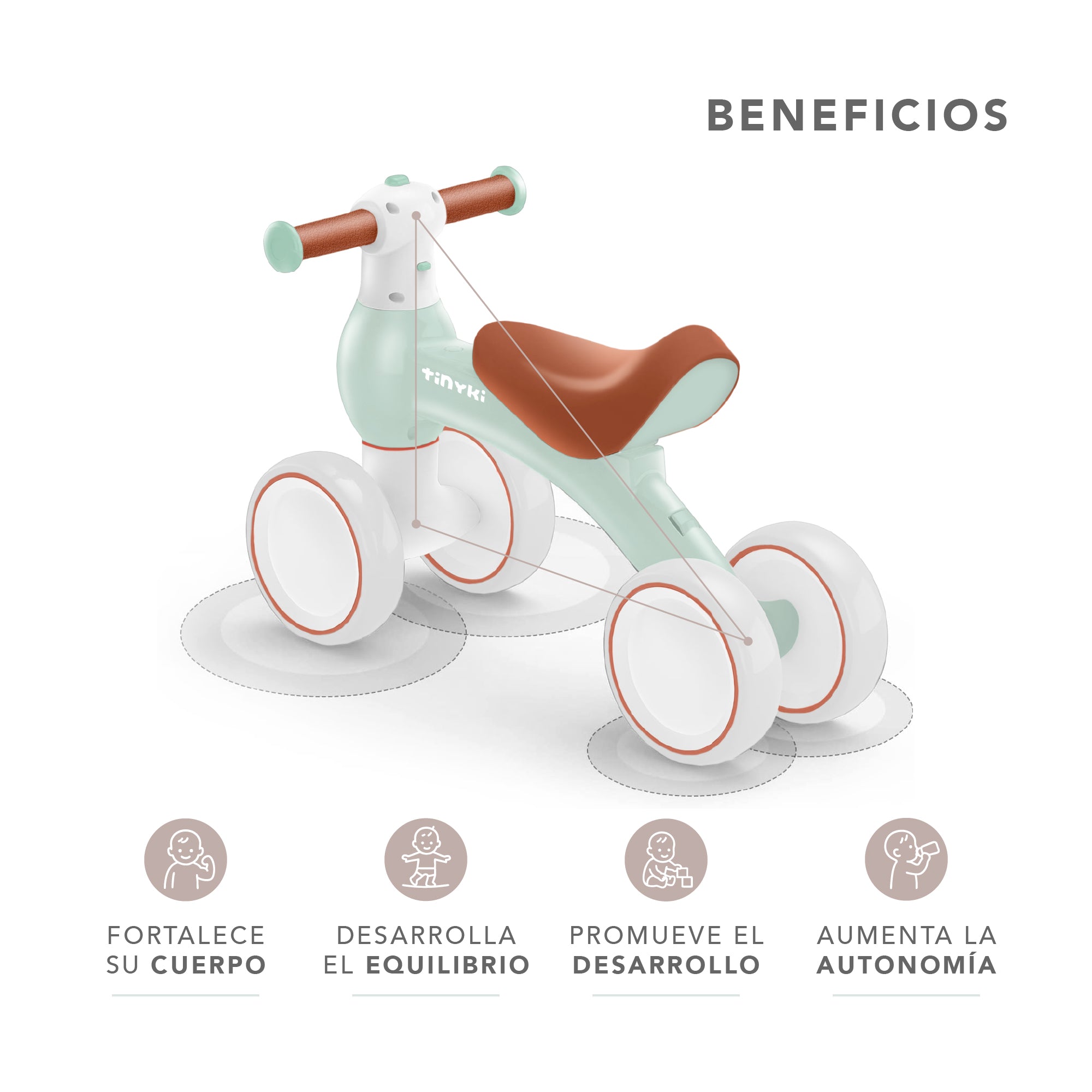 Correpasillos Bebé 1 Año - Sin Pedales y con Ruedas Todoterreno - Correpasillos Niño y Niña 10 a 24 Meses - Verde Pastel