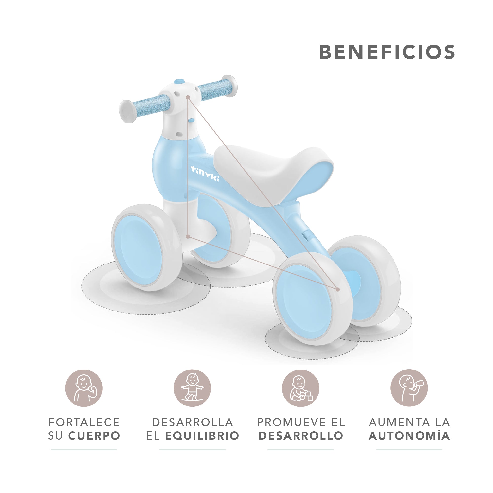 Correpasillos Bebé 1 Año - Correpasillos Niño y Niña Sin Pedales - Ruedas Todoterreno - Azul Bebé