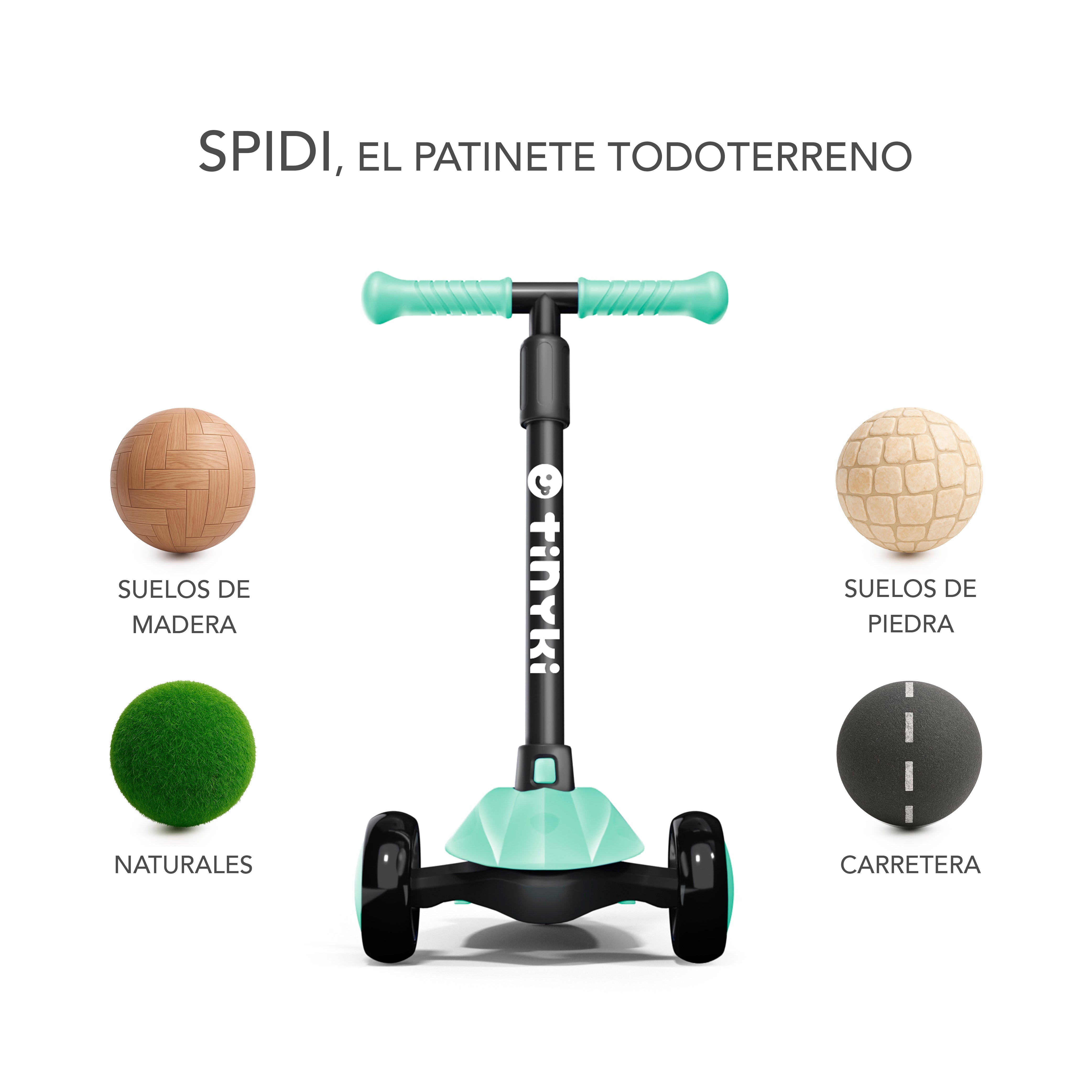 Patinete Niño 2 Años a 6 - Patinete niña Altura Ajustable con Ruedas Luces LED - Patinete 3 Ruedas Scooter Niño - Patinete Infantil para Niños y Niñas - Verde Menta