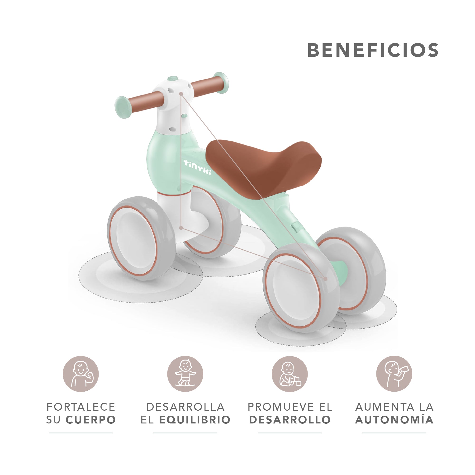 Correpasillos Bebé 1 Año - Sin Pedales y con Ruedas Todoterreno - Correpasillos Niño y Niña 10 a 24 Meses - Verde Pastel