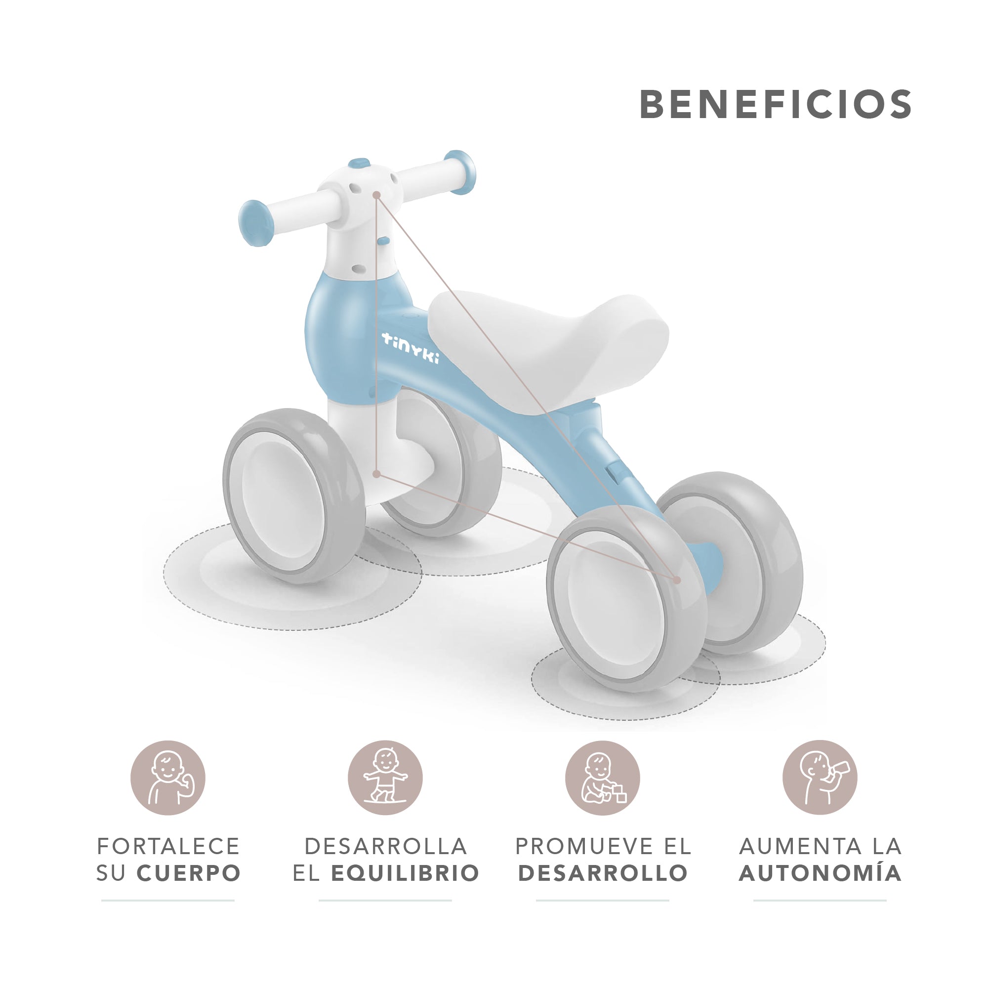 Correpasillos Bebé 1 Año - Correpasillos Niño y Niña Sin Pedales - Ruedas Todoterreno - Azul Bebé
