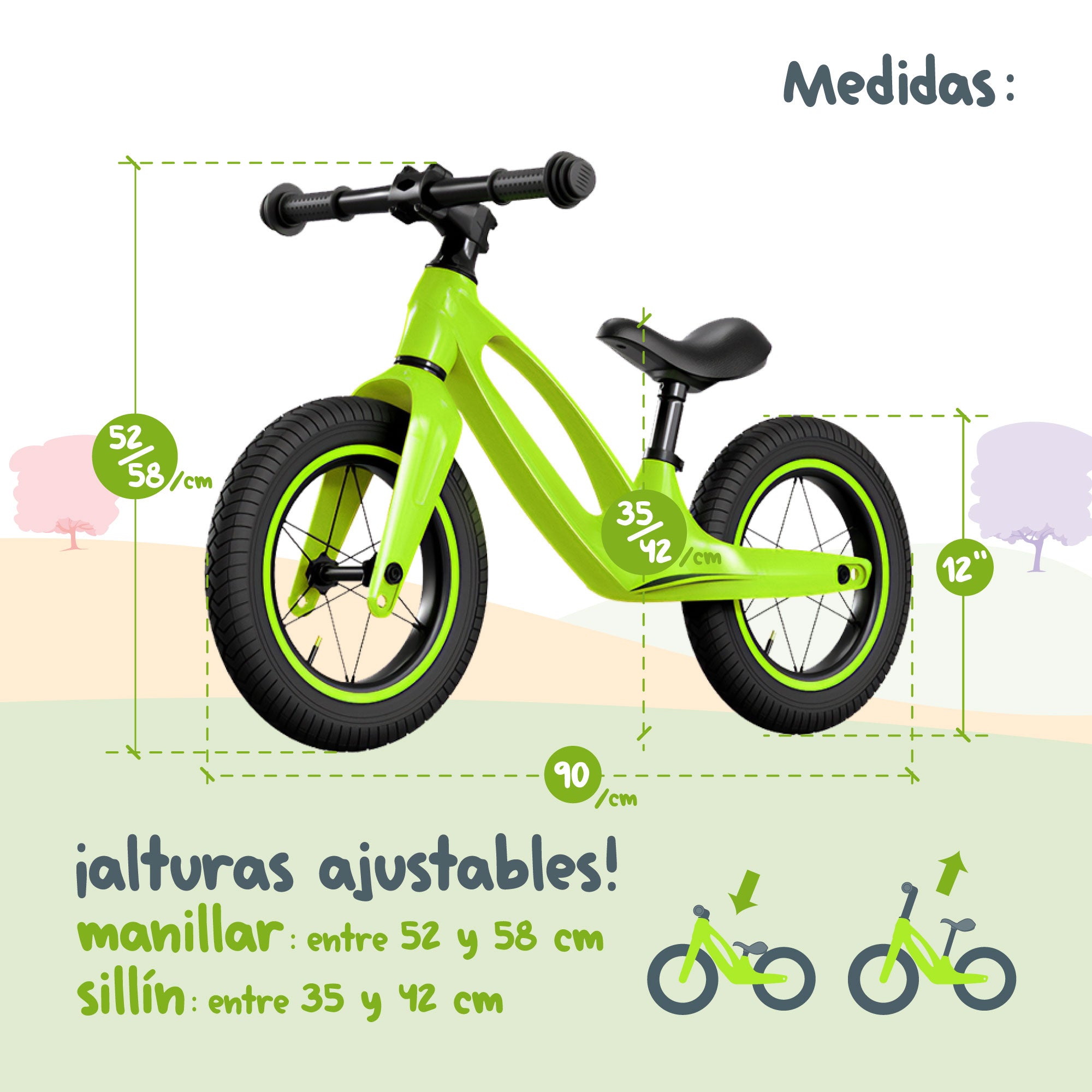 Bici de Equilibrio Flii Verde - Tinyki Balance Bike