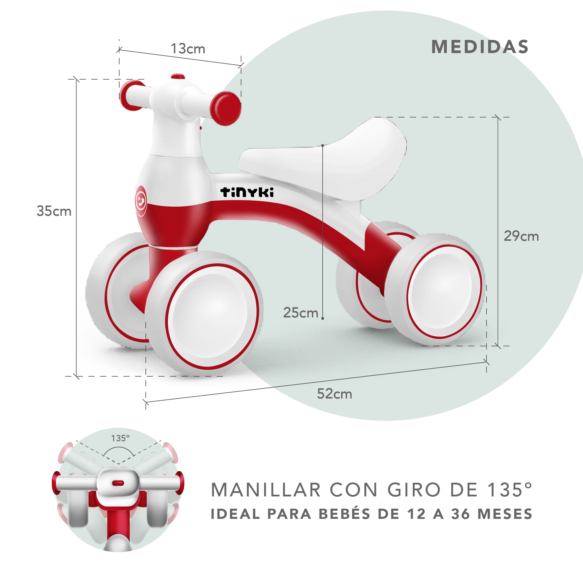 Correpasillos Bebé 1 Año - Correpasillos Sin Pedales Rojo y Blanco - Diseño Seguro y Estable para Niños y Niñas