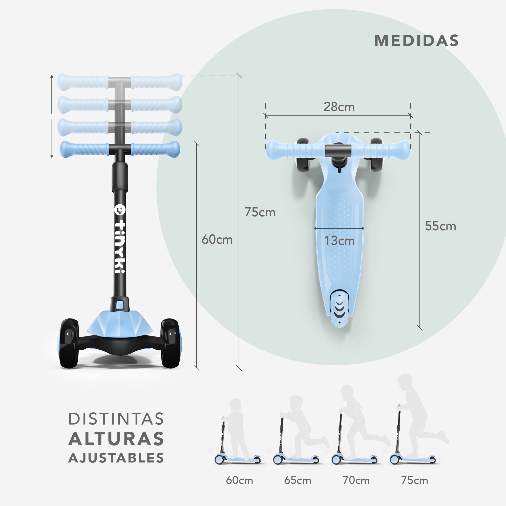 Patinete Niño 2 Años a 6 - Patinete niño Altura Ajustable con Ruedas Luces LED - Patinete 3 Ruedas Scooter Niño - Patinete Infantil para Niños y Niñas - Azul