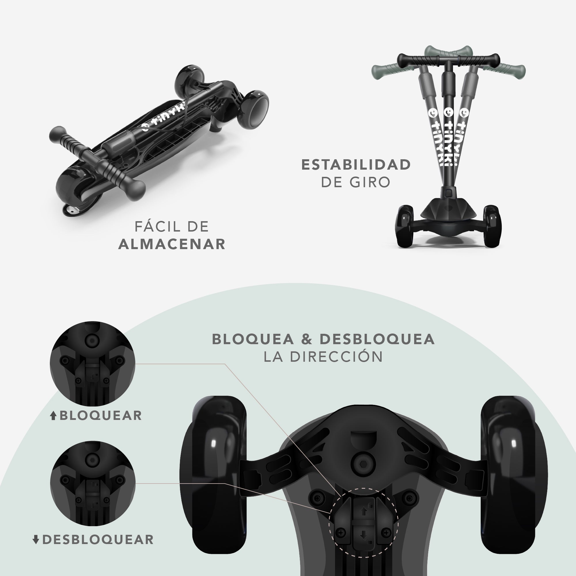 Patinete Niño 2 Años a 6 - Patinete niña Altura Ajustable con Ruedas Luces LED - Patinete 3 Ruedas Scooter Niño - Patinete Infantil para Niños y Niñas - Negro