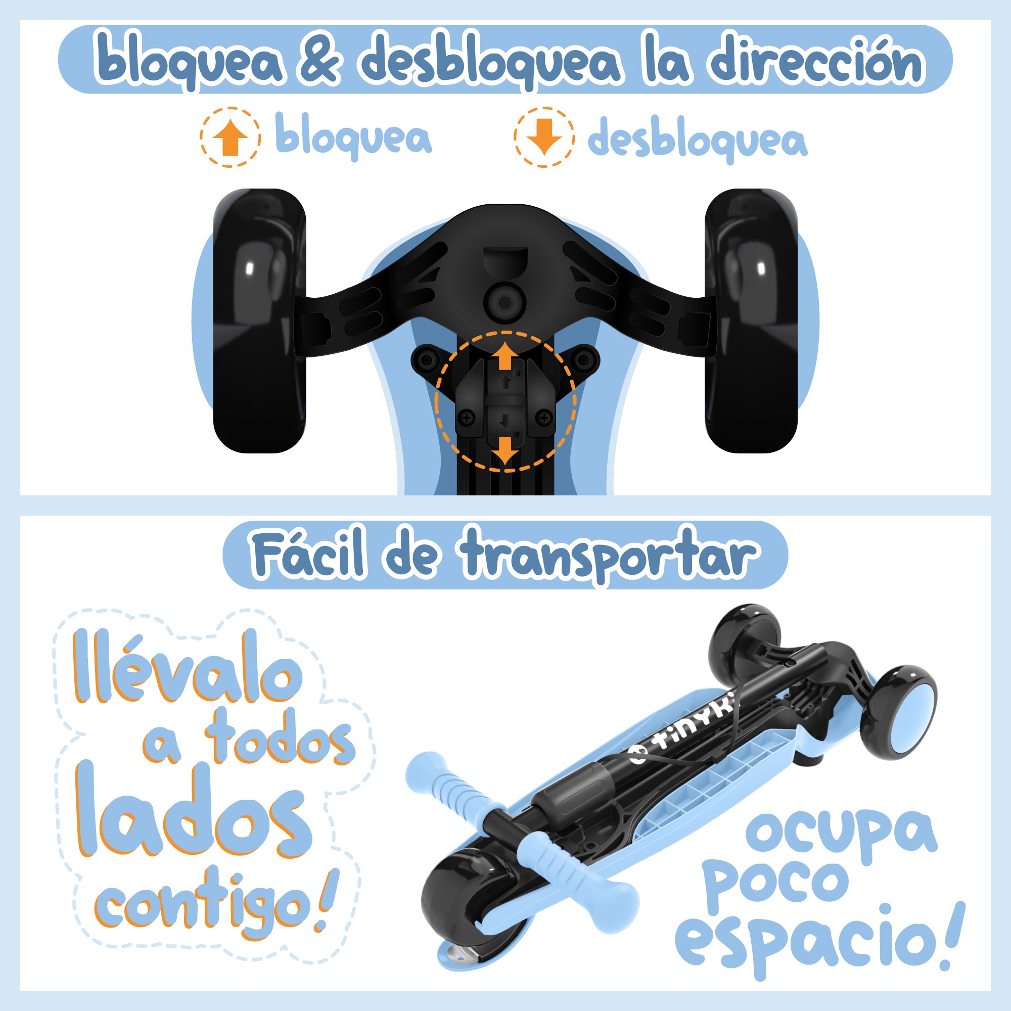 Patinete Niño 2 Años a 6 - Patinete niño Altura Ajustable con Ruedas Luces LED - Patinete 3 Ruedas Scooter Niño - Patinete Infantil para Niños y Niñas - Azul