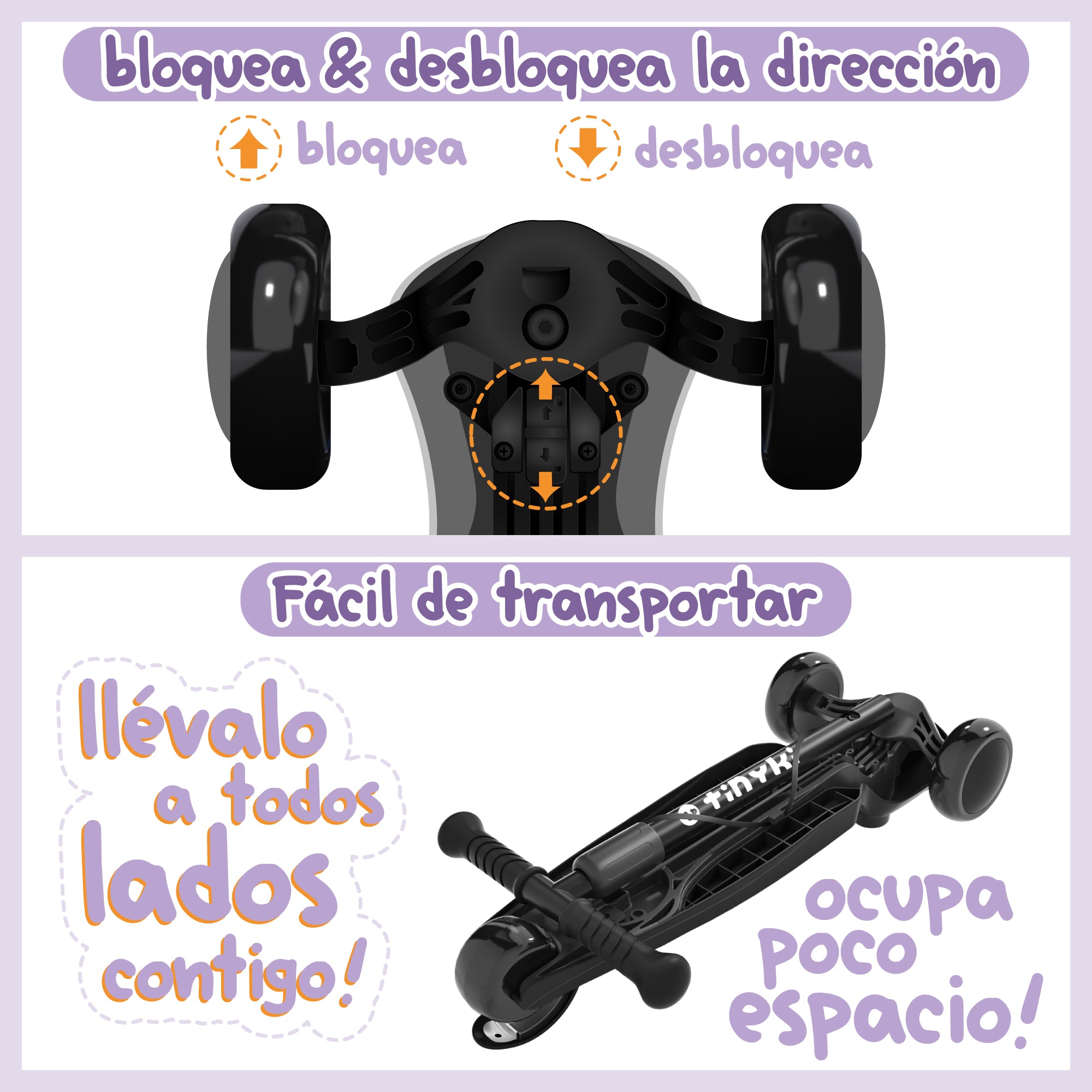 Patinete Niño 2 Años a 6 - Patinete niña Altura Ajustable con Ruedas Luces LED - Patinete 3 Ruedas Scooter Niño - Patinete Infantil para Niños y Niñas - Negro