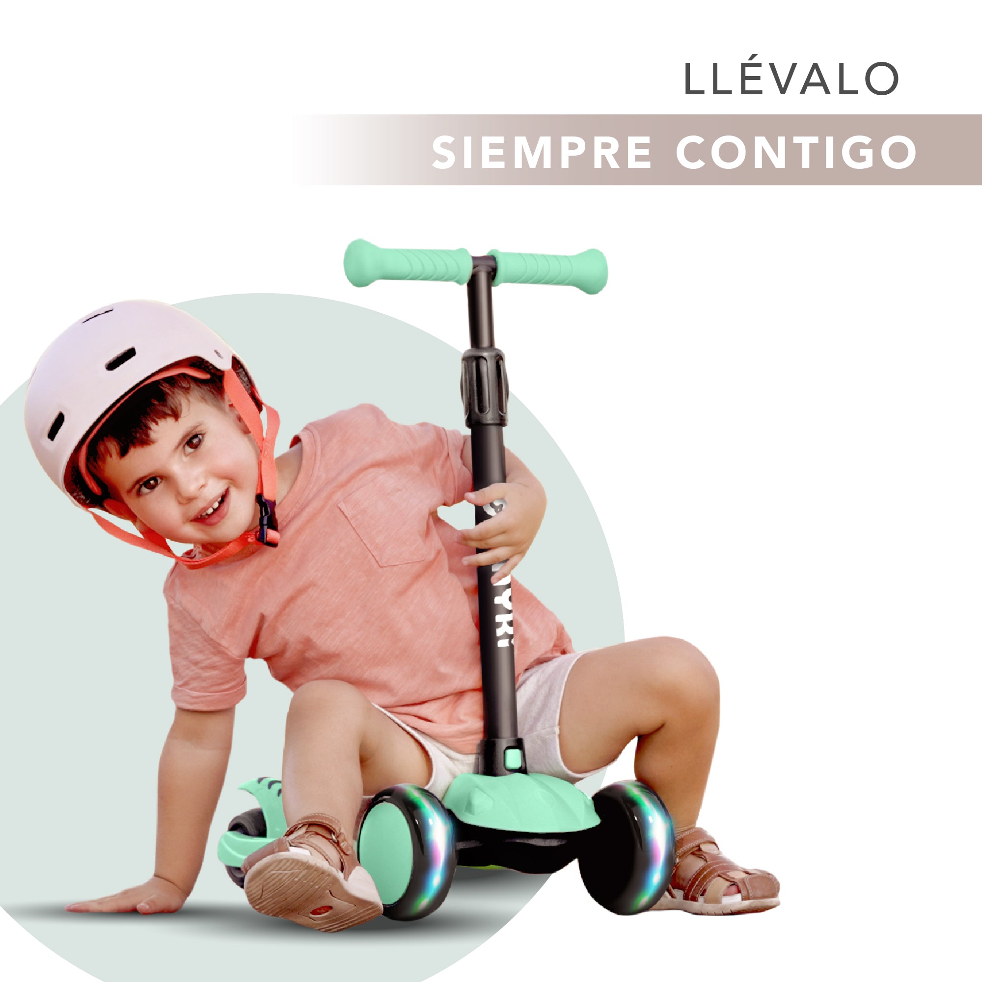 Patinete Niño 2 Años a 6 - Patinete niña Altura Ajustable con Ruedas Luces LED - Patinete 3 Ruedas Scooter Niño - Patinete Infantil para Niños y Niñas - Verde Menta
